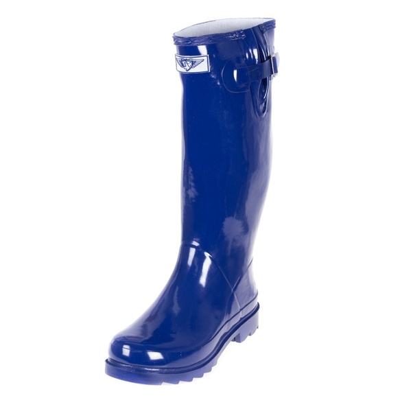 Women's Rainboots, Tall Rubber Rain Boots, RB-3106, Navy - Picture 3 of 6